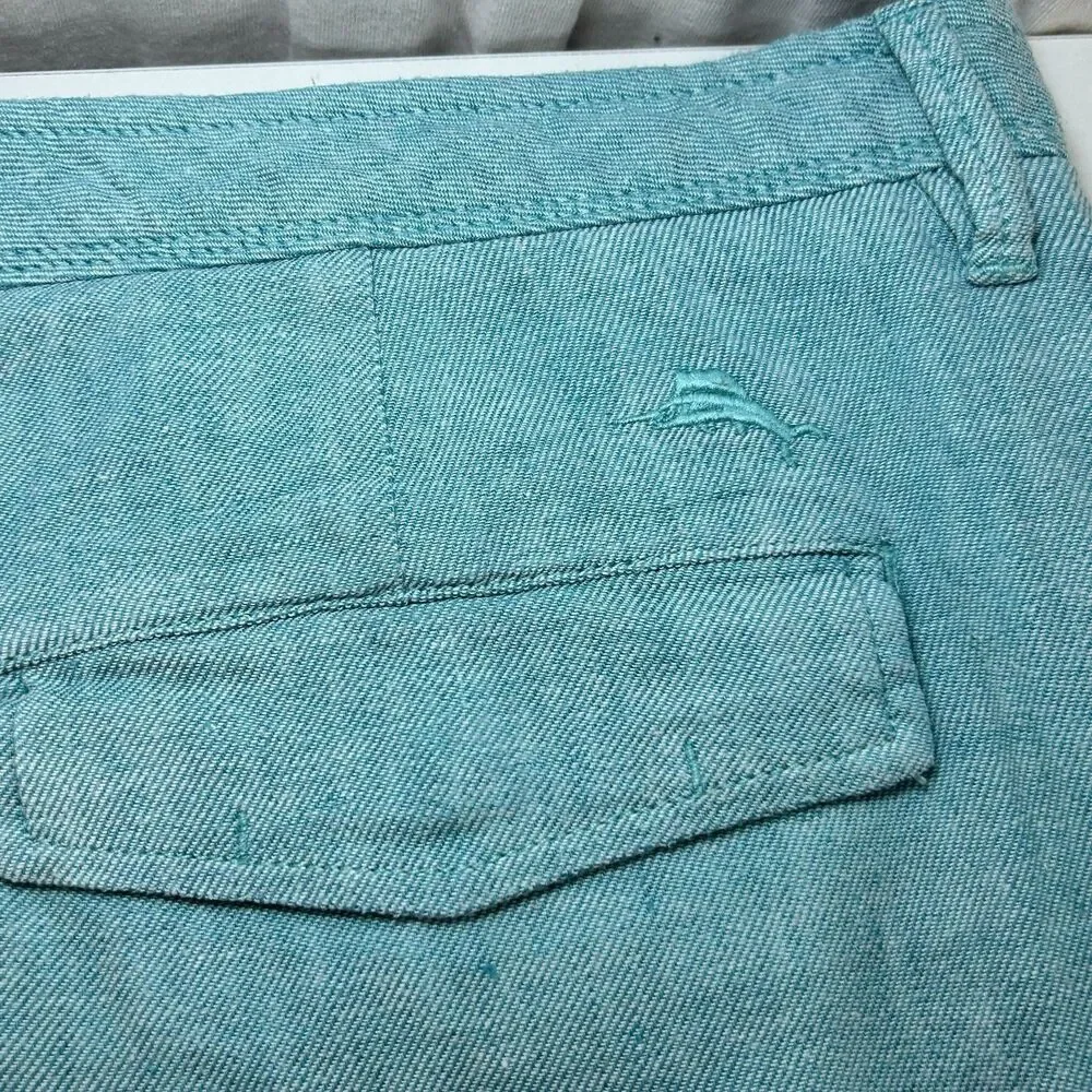 Tommy Bahama Linen Blend Shorts Men’s Size 40 Mint Green Chino Flat Front